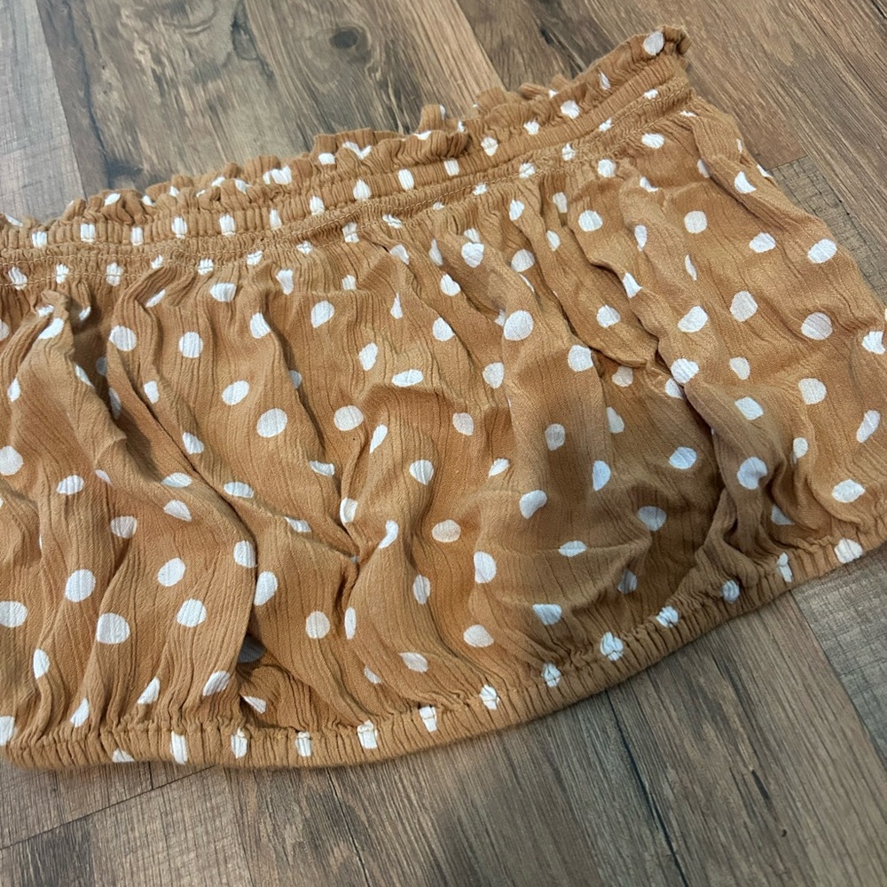 Billabong Burnt Yellow and White Polka Dot Strapless Top